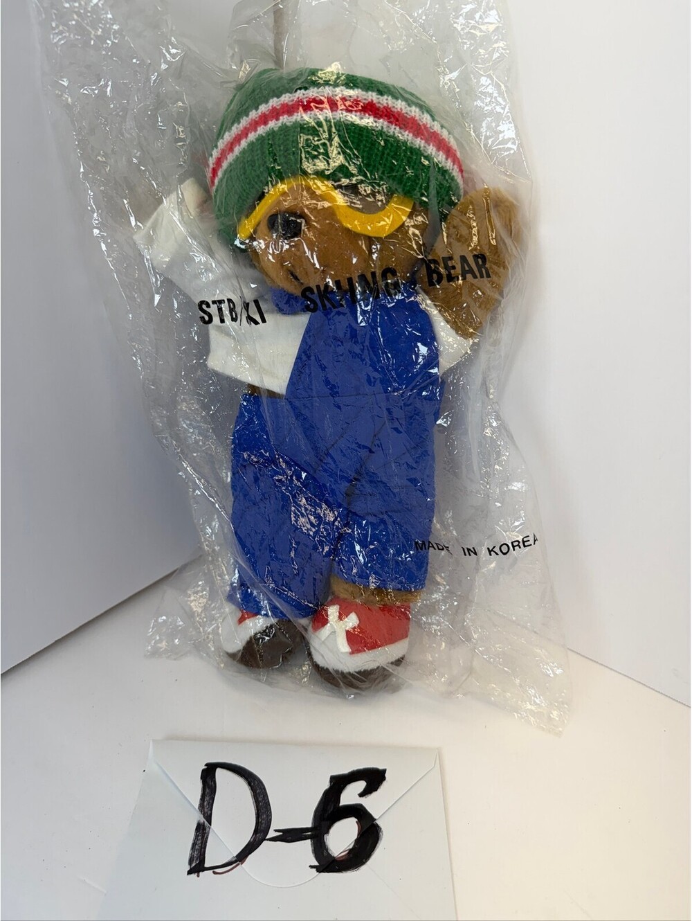 Vintage STB Skiing Bear Plush Toy New In Package D-6